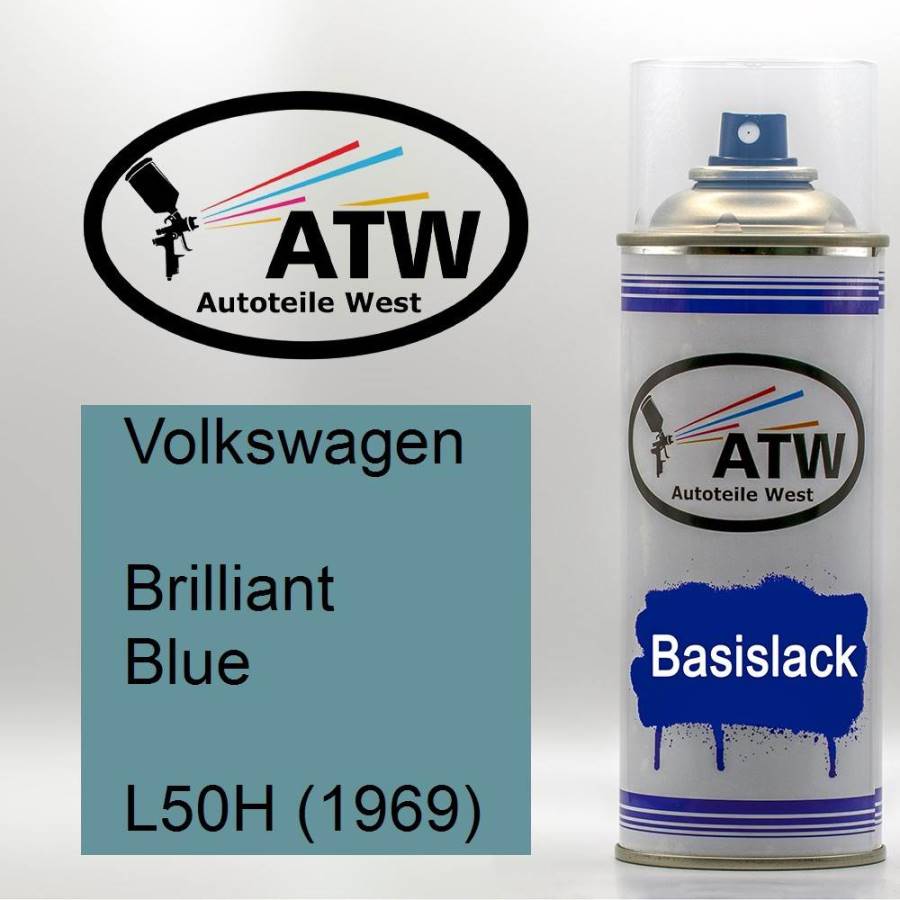 Volkswagen, Brilliant Blue, L50H (1969): 400ml Sprühdose, von ATW Autoteile West.